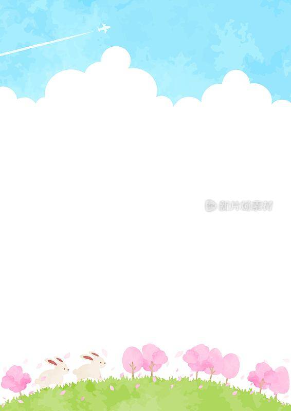 simple　spring　scenery　background　illustration